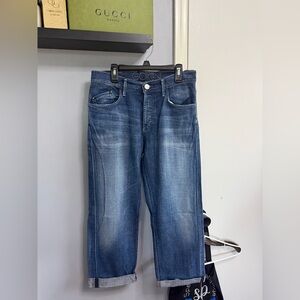 Blue Washed Denim Jeans - Casual Straight Fit